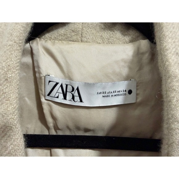 ZARA Beige Shawl‎ Collar Belted Long Coat XS Minimalistic - Picture 5 of 12